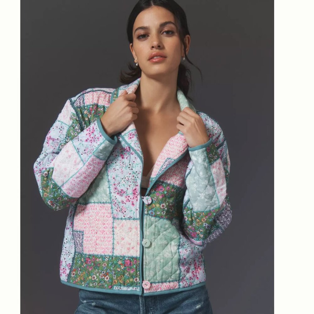 Anthropologie Conditions Apply Printed Quilted Jacket Size XL NWOT